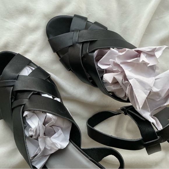Excellent Condition Cole Haan Black Leather Strappy Heels Size 9B Ankle Strap
